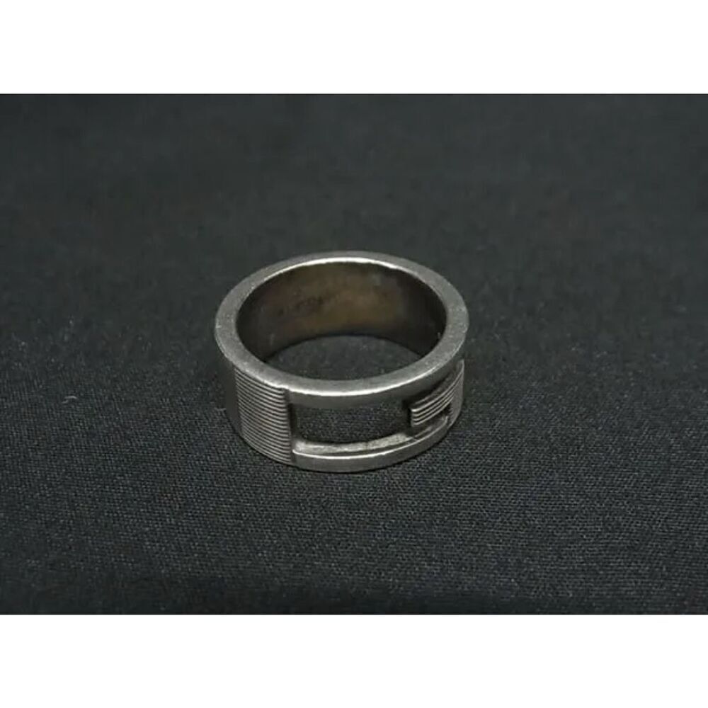 Gucci G Logo Wide Band Ring Sterling Silver Size 5.25